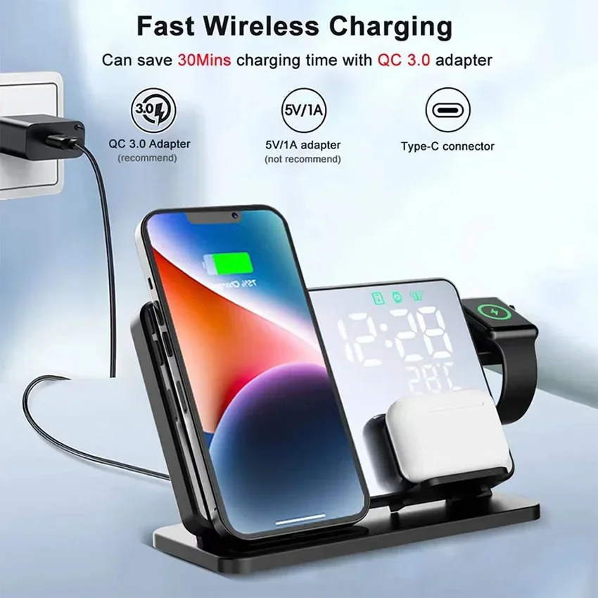 Wireless Charger Alarm Clock S - Smartwatch Ac 评论和价格