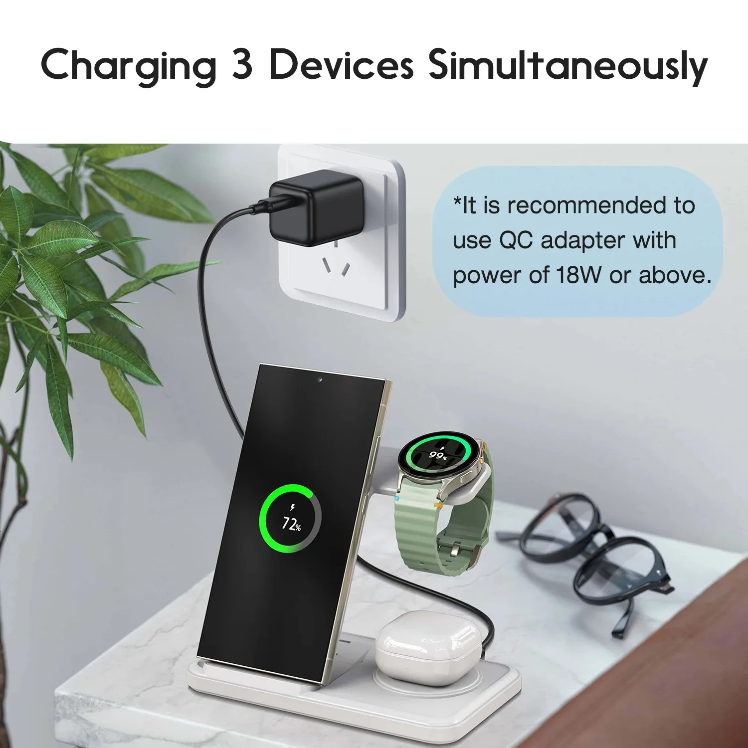 Desktop 3-in-1 Wireless Charge - Smartwatch Ac 评论和价格