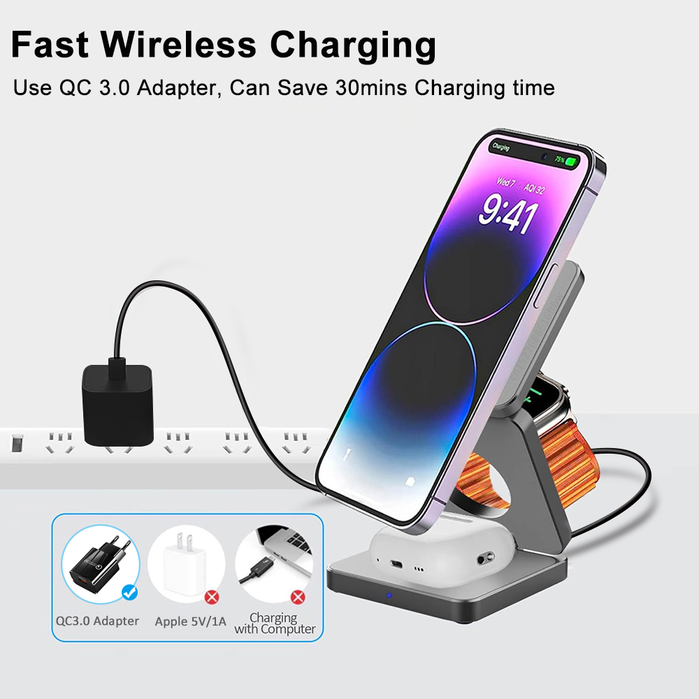 Wireless Charger 3 in 1 Foldab - Smartwatch Ac 评论和价格