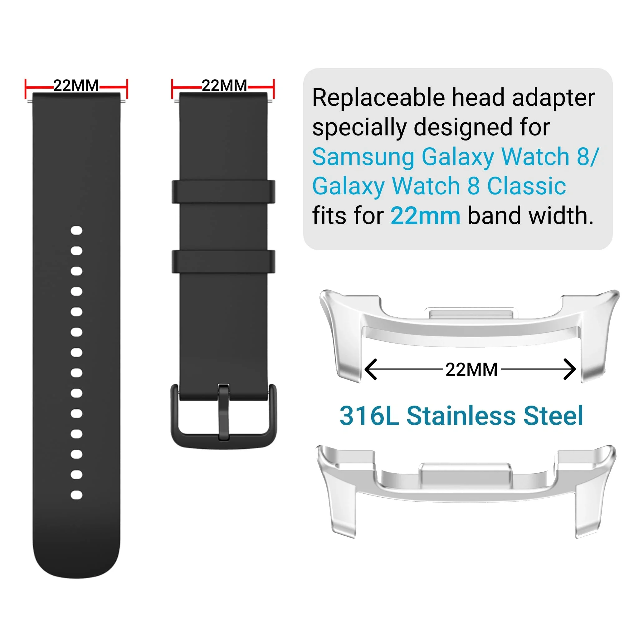2PCS Stainless Steel Watch Ada - Watch Band Connector 评论和价格