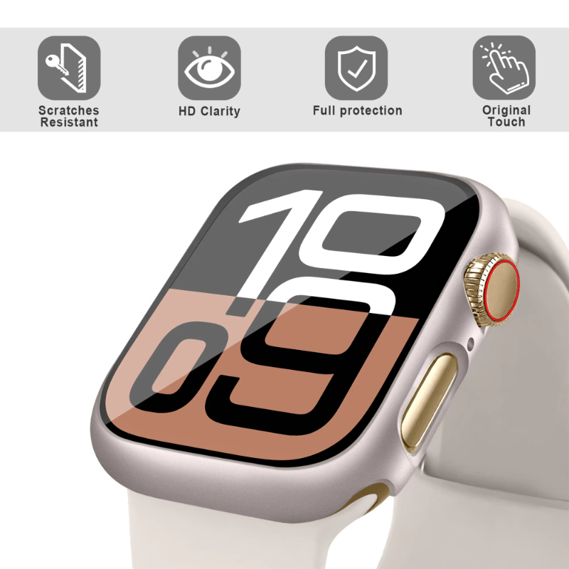 Glass+Case For Apple Watch 44m - Smartwatch Band Accessories 评论和价格