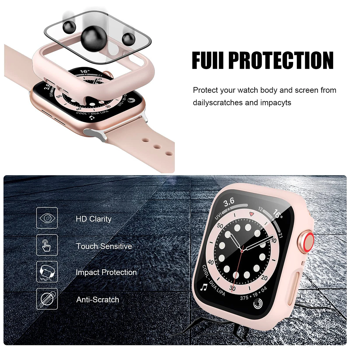 Tempered Glass+Cover For Apple - Smartwatch Band Accessories 评论和价格