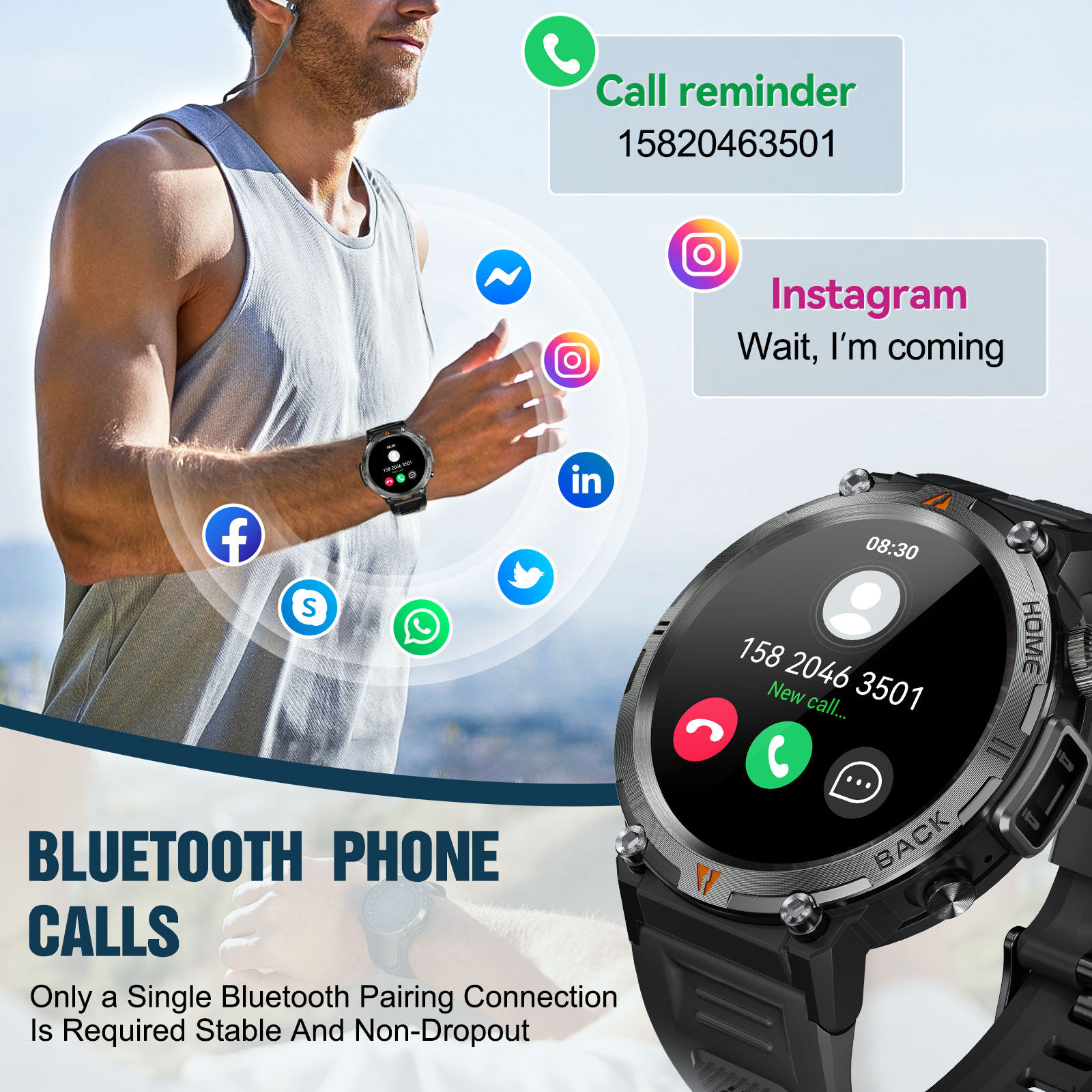 EIGIIS KE3 Bluetooth Call Smar - Smartwatch Face 评论和价格